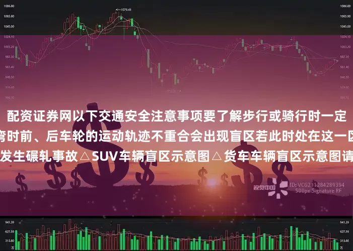 配资证券网以下交通安全注意事项要了解步行或骑行时一定要远离车辆盲区大型车辆转弯时前、后车轮的运动轨迹不重合会出现盲区若此时处在这一区域极易被碰倒、卷入车底发生碾轧事故△SUV车辆盲区示意图△货车车辆盲区示意图请牢记道路千万条安全第一条来源：国家应急科普宣传、应急管理部融媒编辑：华偎兑发布于：北京市